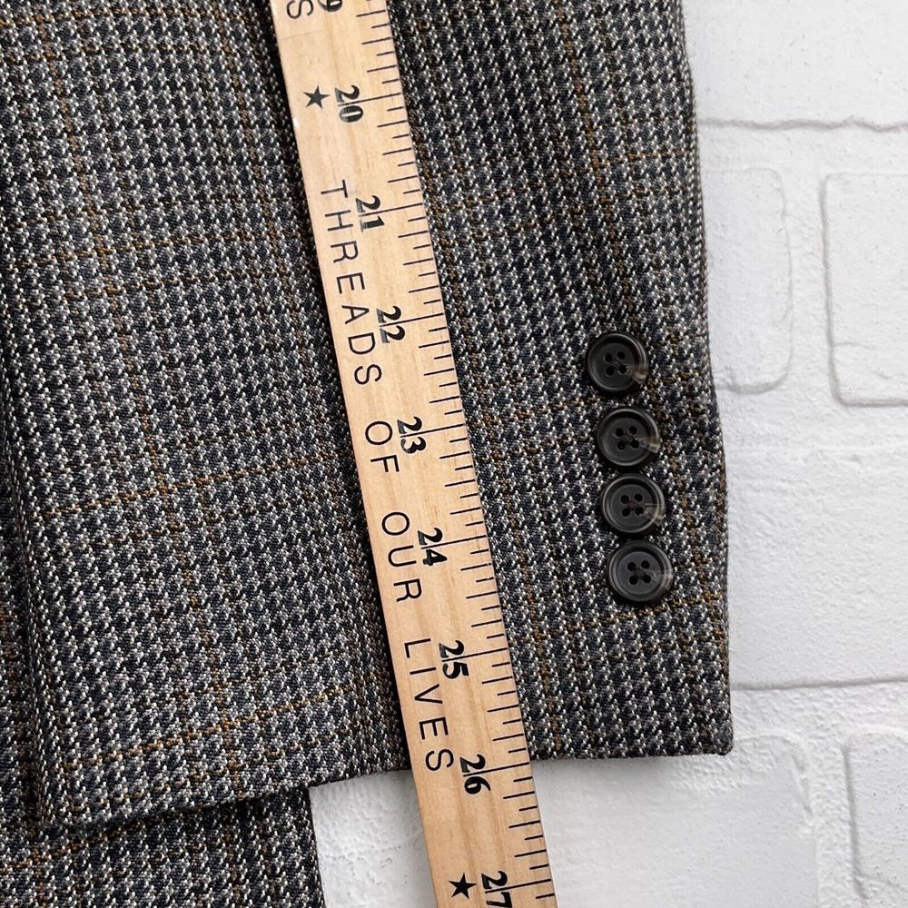 Chaps Blazer Men 48L Gray Gold Prince Edward Plaid Silk Career Classic Party - Picture 11 of 14